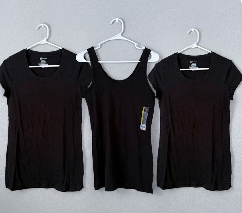 No Boundaries Lot of 3 Women's Short Sleeve Top T Shirt Size L 11-13 black